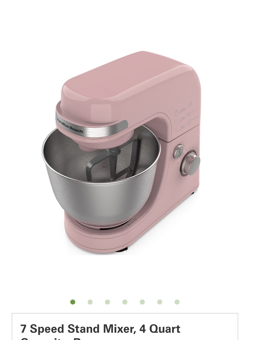 Hamilton Beach Stand Mixer in Dusty Pink with Stainless Bowl